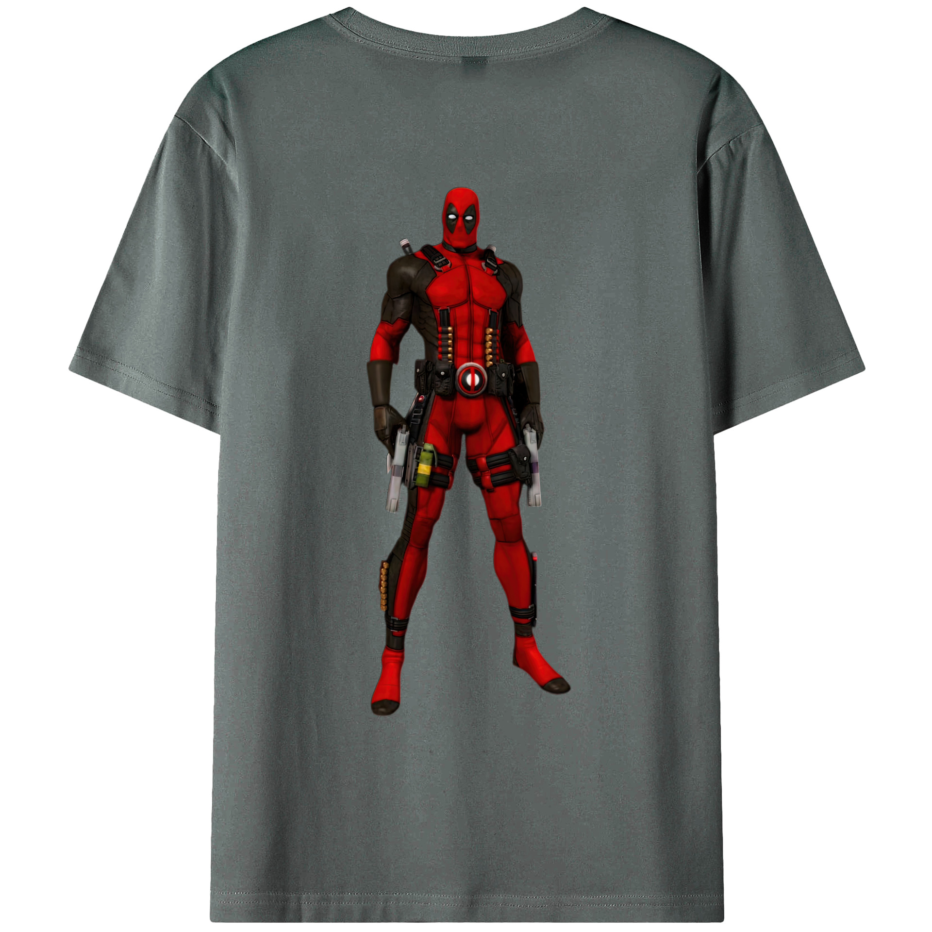 （画像用） Deadpool デッドプール 綿100％ メンズ半袖Tシャツ（バックプリント） 通気性